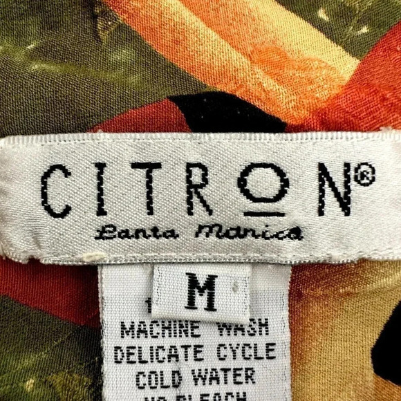 Citron Santa Monica Button Shirt 100% Silk 1950s Print Pin Up Girl - Picture 4 of 16